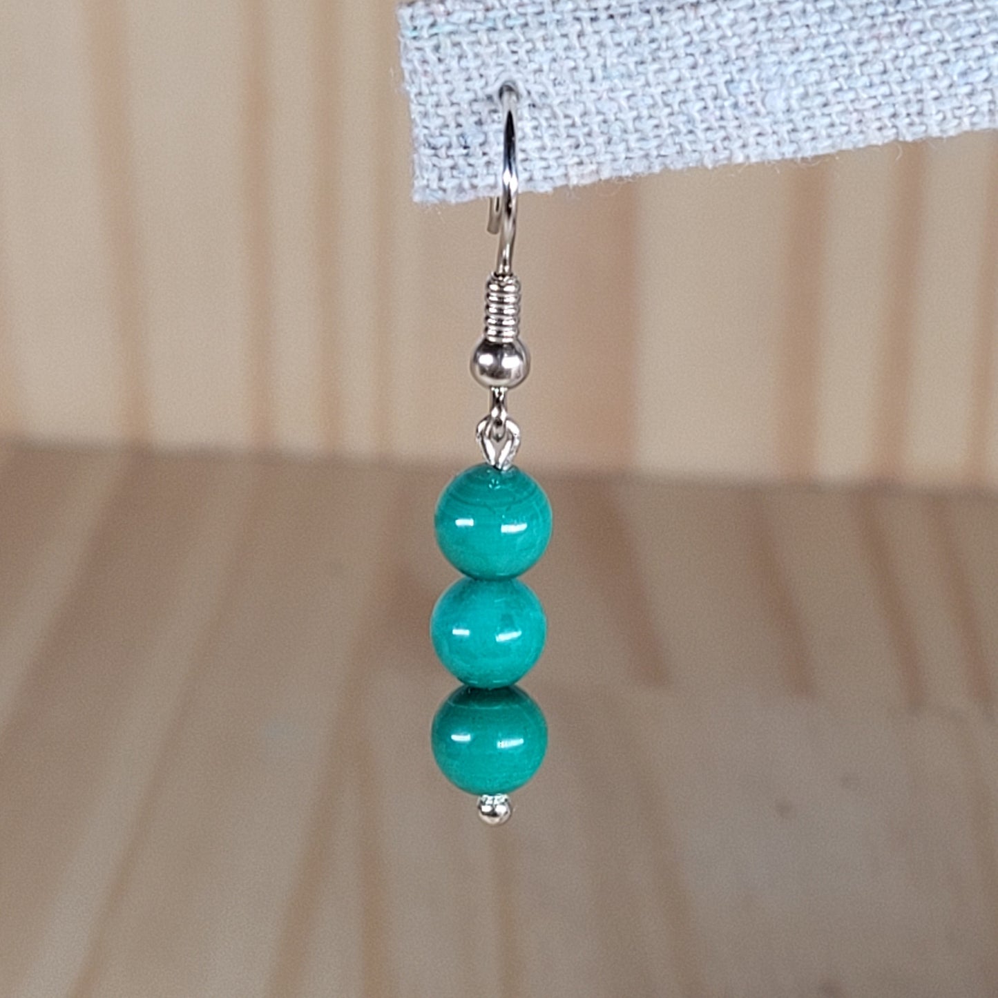 Boucles d'oreilles 3 perles – Malachite