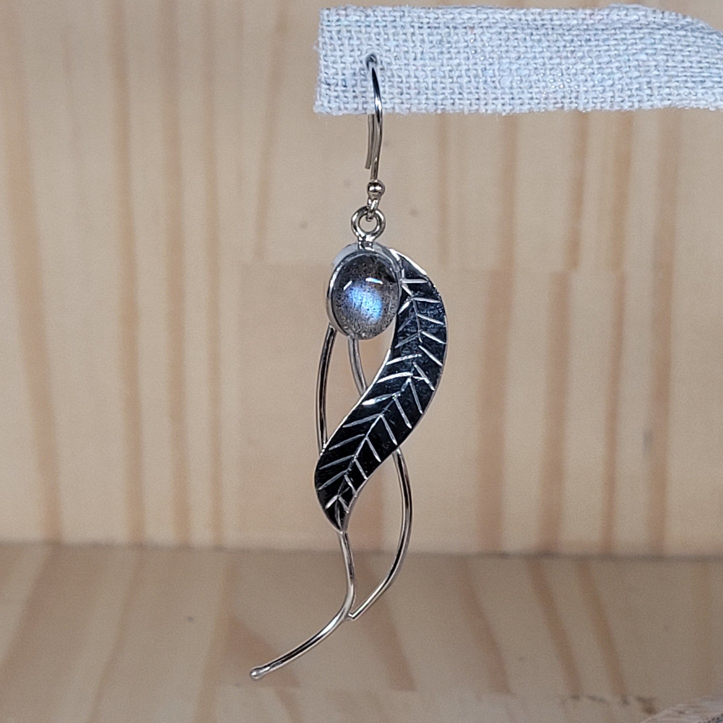 Boucles d'oreilles feuille - labradorite