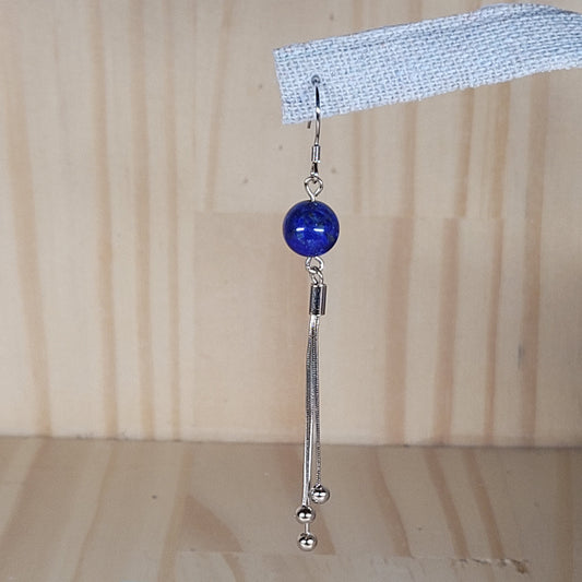 Boucles d'oreilles 1 perle tombante - Lapis lazuli