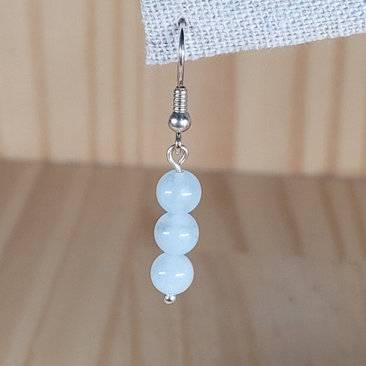 Boucles d'oreilles 3 perles – Aigue Marine