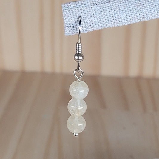 Boucles d'oreilles 3 perles – Citrine chauffée