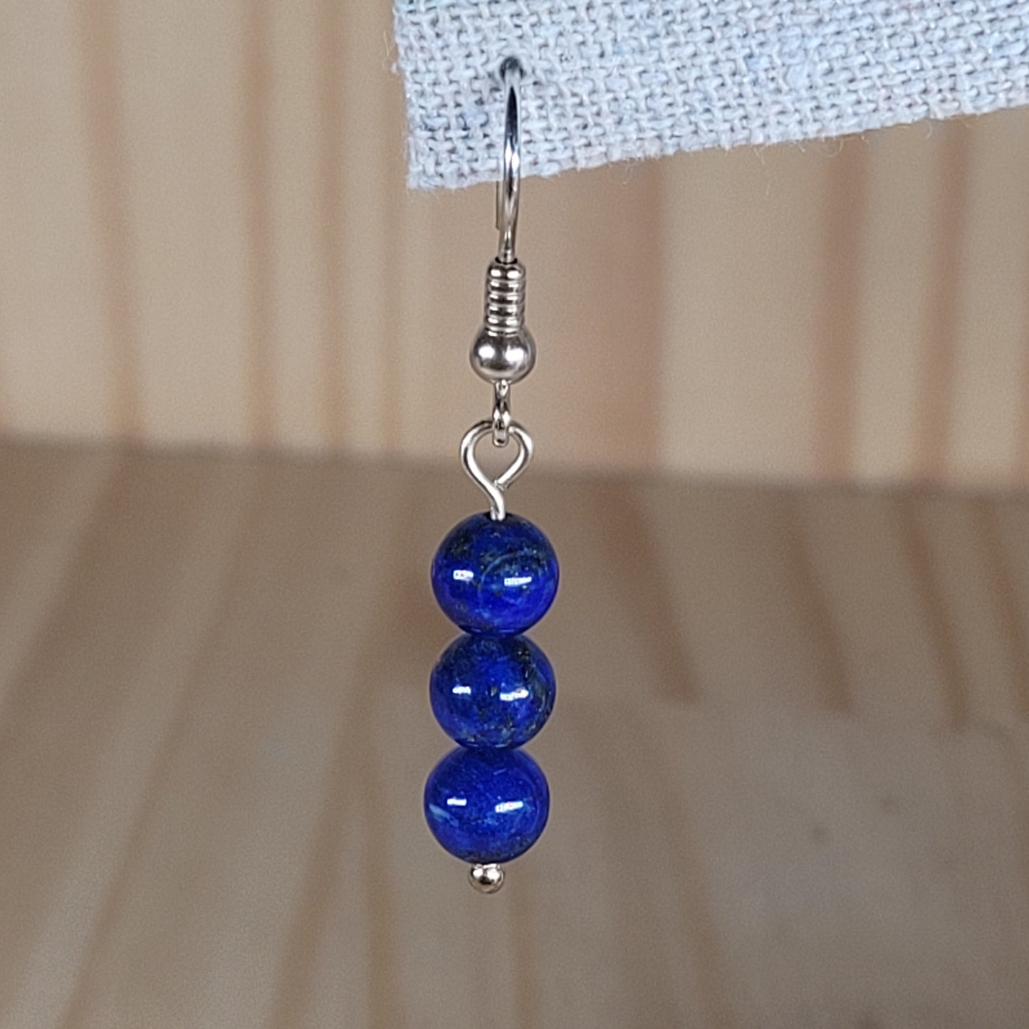 Boucles d'oreilles 3 perles – Lapis lazuli