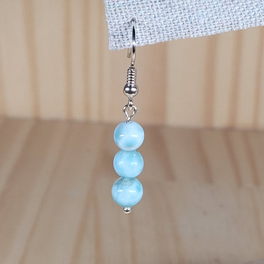 Boucles d'oreilles 3 perles – Larimar