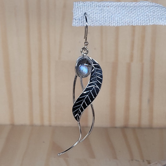 Boucles d'oreilles feuille - labradorite