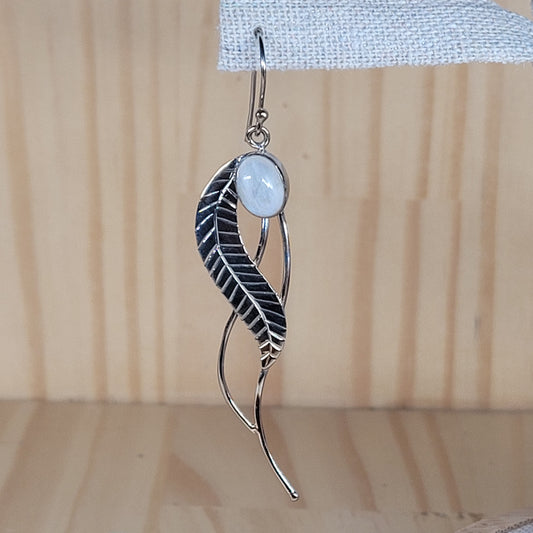 Boucles d'oreilles feuille - pierre de lune