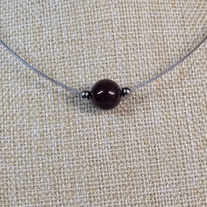 Collier 1 Perle Jaspe Mokaïte Foncée