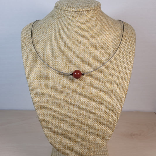 Collier 1 Perle Jaspe Rouge