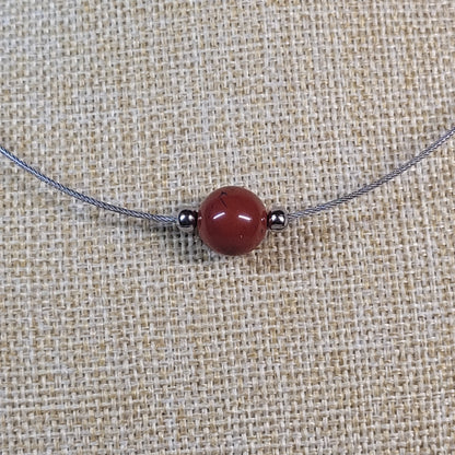 Collier 1 Perle Jaspe Rouge