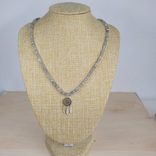 Collier Labradorite – Médaillon Attrape-Rêve Ag 925