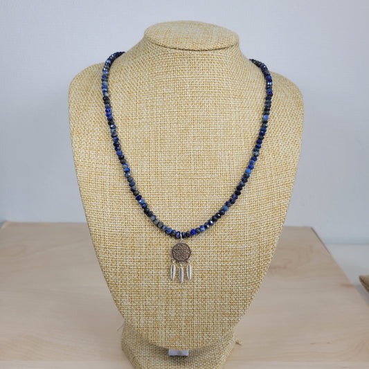 Collier Lapis Lazuli – Médaillon Attrape-Rêve Ag 925